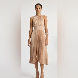 NWT A.L.C Renzo II Satin Pleated Dress in Bella